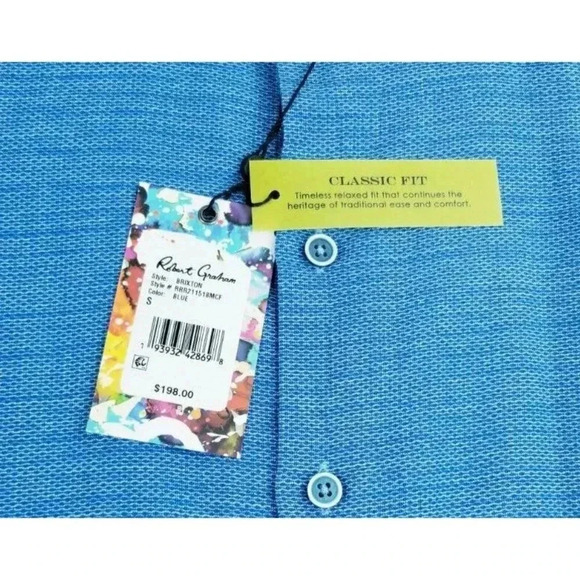 Robert Graham Size Small Classic Mens Linen Blend Brixton Embroidered Logo Shirt - Picture 5 of 10
